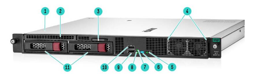 HPE ProLiant DL20 Gen10 Plus- 2 LFF Front View Gen10 Plus